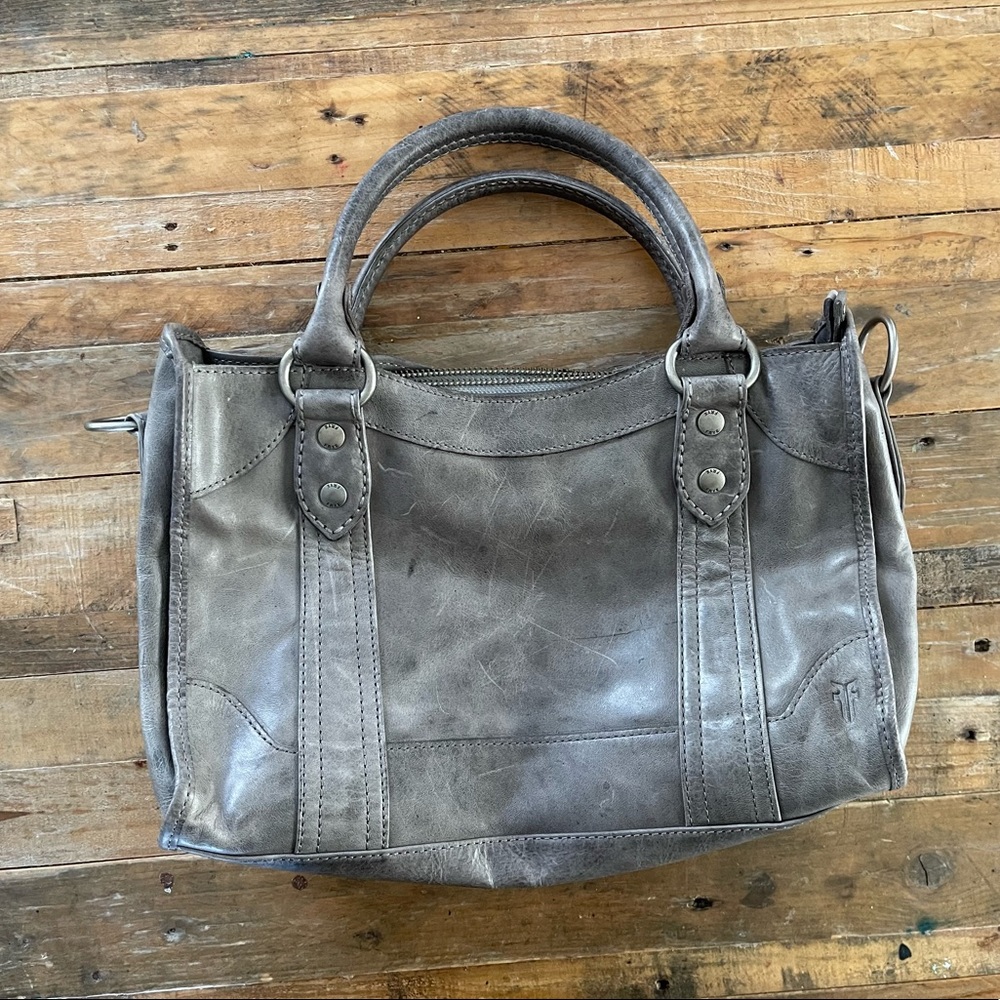 Frye Melissa Leather Satchel Crossbody in Rare Ice Gray